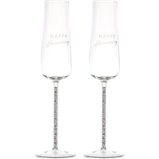 Happy Anniversary Gift Boxed 7 oz Glass Toasting Flute Set