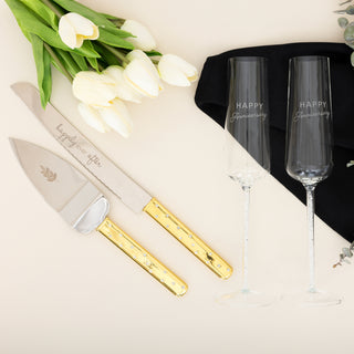 Happy Anniversary  Gift Boxed 7 oz Glass Toasting Flute Set