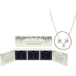 3 Days of Silver Sparkle White Gold Plated Cubic Zirconia Necklace, Bracelet, and Earrings Set