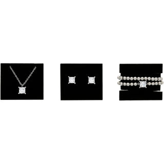 3 Days of Silver Sparkle White Gold Plated Cubic Zirconia Necklace, Bracelet, and Earrings Set