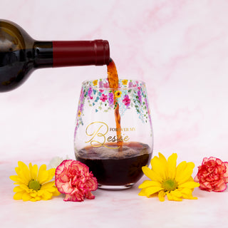 Forever Bestie Gift Boxed 17 oz Stemless Wine Glass