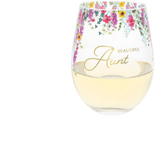 Beautiful Aunt Gift Boxed 17 oz Stemless Wine Glass