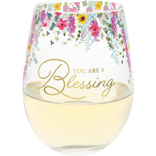 You Are a Blessing Gift Boxed 17 oz Stemless Wine Glass