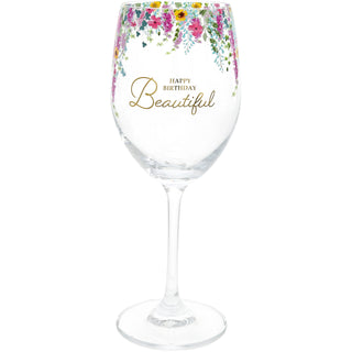 Happy Birthday Gift Boxed 19 oz Crystal Wine Glass