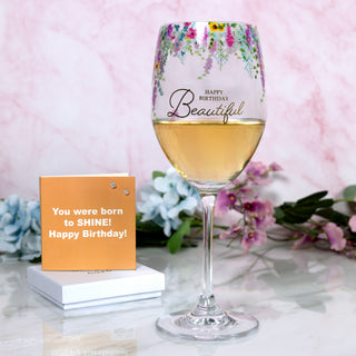 Happy Birthday Gift Boxed 19 oz Crystal Wine Glass