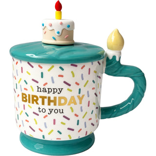 Happy Birthday 14 oz Mug with Birthday Cake Lid