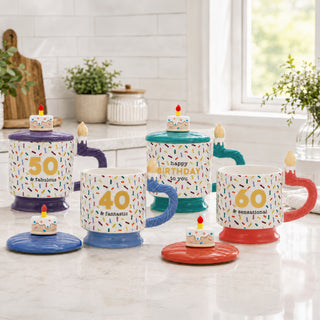 Happy Birthday 14 oz Mug with Birthday Cake Lid