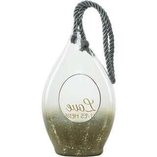Love 11.5" Gold Glass Lantern