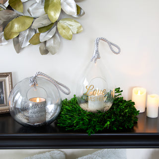 Love 11.5" Gold Glass Lantern