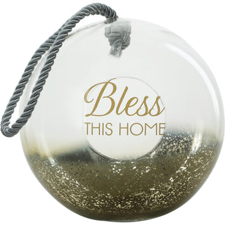 Bless 9.5" Gold Glass Lantern