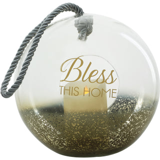 Bless 9.5" Gold Glass Lantern