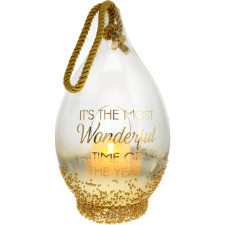 Wonderful 15.5" Gold Beaded Glass Lantern