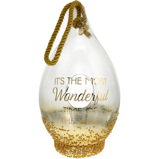 Wonderful 15.5" Gold Beaded Glass Lantern