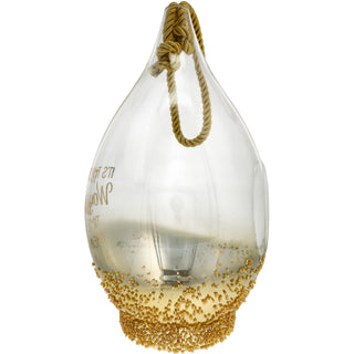 Wonderful 15.5" Gold Beaded Glass Lantern