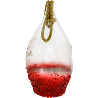 Holiday Family 11.5" Ruby Beaded Glass Lantern