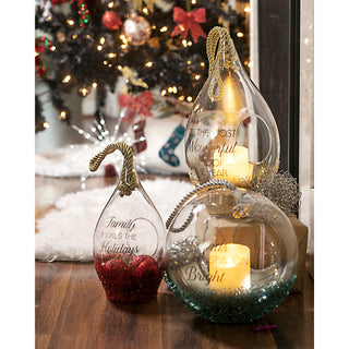 Holiday Family 11.5" Ruby Beaded Glass Lantern