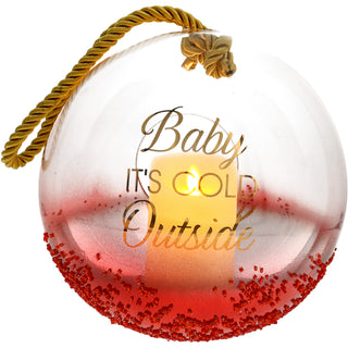 Baby It's Cold 9.5" Ruby Beaded Glass Lantern