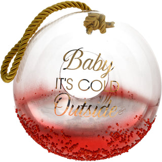 Baby It's Cold 9.5" Ruby Beaded Glass Lantern