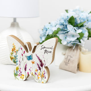 Mom 5" MDF Butterfly Plaque