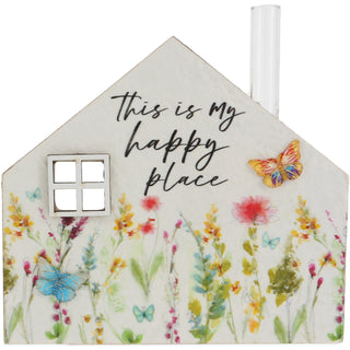 Happy Place 5.5" MDF House Plaque with Vase