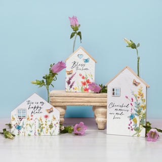 Happy Place 5.5" MDF House Plaque with Vase