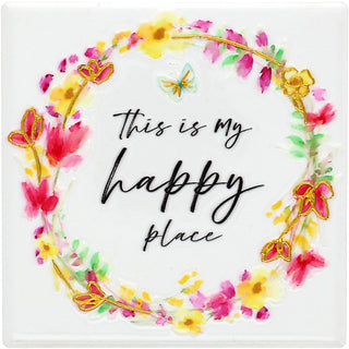 Happy Place 4" Ceramic Coaster