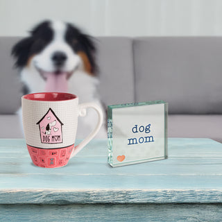 Dog Mom 3" x 3" Glass Plaque