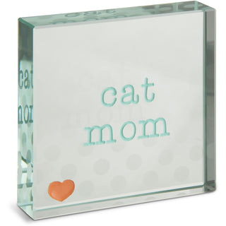 Cat Mom 3" x 3" Glass Plaque