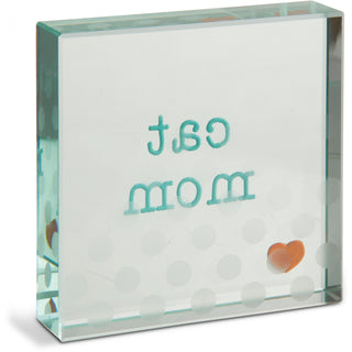 Cat Mom 3" x 3" Glass Plaque