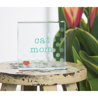 Cat Mom 3" x 3" Glass Plaque