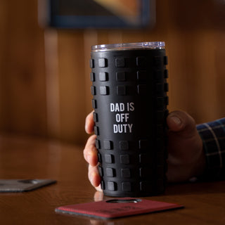 Dad Off Duty 20 oz Travel Tumbler with 3D Silicone Wrap