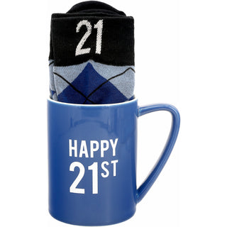 Happy 21st 18 oz Mug and Sock Set