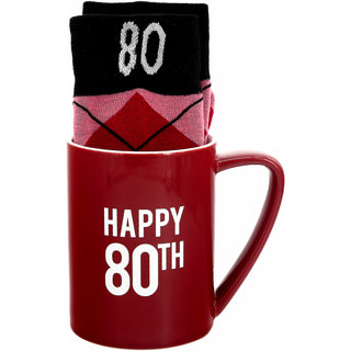 Happy 80th 18 oz Mug and Sock Set