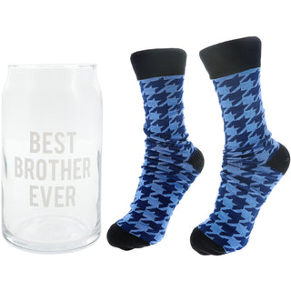 Best Brother 16 oz Beer Can Glass and Sock Set