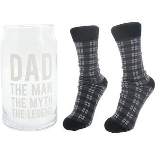 The Legend 16 oz Beer Can Glass and Sock Set