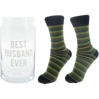 Best Husband 16 oz Beer Can Glass and Sock Set