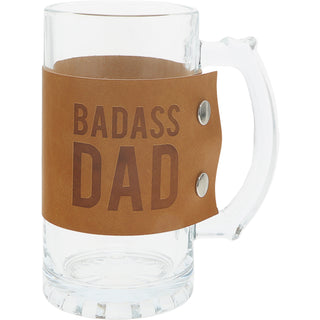 Badass 16 oz. Glass Stein with PU Leather Wrap