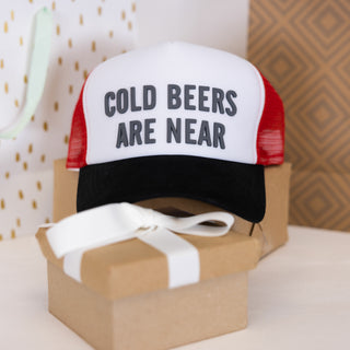 Cold Beers Red Mesh Adjustable Trucker Hat