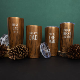 Badass Dad 20 oz Wood Finish Stainless Steel Travel Tumbler