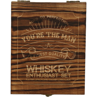 You're the Man  Wooden Gift Box with  Rocks Glass and Slate Coaster