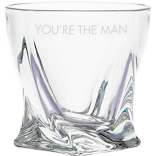 You're the Man  Wooden Gift Box with  Rocks Glass and Slate Coaster