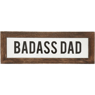 Badass Dad 6" x 2" Wood Framed Glass Plaques