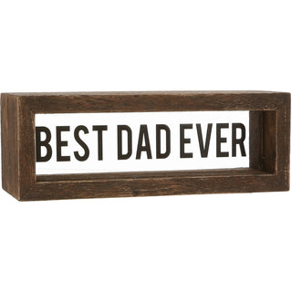 Best Dad Ever 6" x 2" Wood Framed Glass Plaques