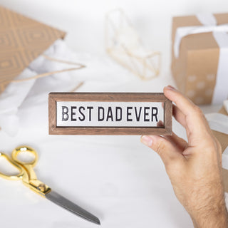 Best Dad Ever 6" x 2" Wood Framed Glass Plaques