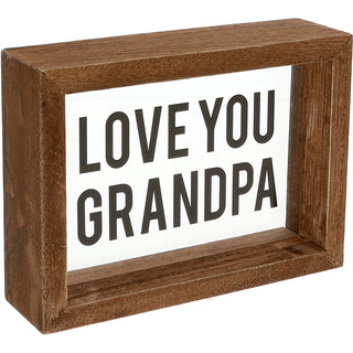 Love You Grandpa 5.5" x 4" Wood Framed Glass Plaques