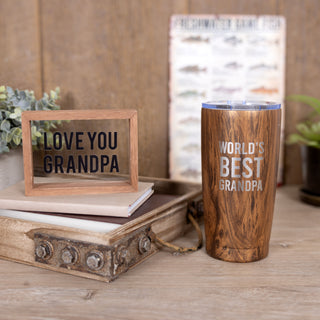 Love You Grandpa 5.5" x 4" Wood Framed Glass Plaques