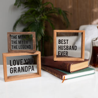 Love You Grandpa 5.5" x 4" Wood Framed Glass Plaques