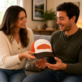 The Hunter Orange Suede Adjustable Trucker Hat