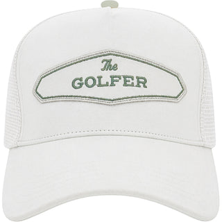 The Golfer White Suede Adjustable Trucker Hat