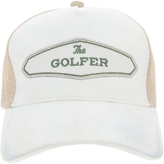 The Golfer White Suede Adjustable Trucker Hat